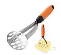 Potato Masher, Heavy Duty Hand Presser, Stainless Steel Tool, Avocado And Bean Masher, Dishwasher Safe, Ergonomic Design, Kitchen Tool For Smooth Mash, Gray Orange Blue Colors