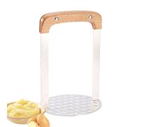 Potato Masher - Masher de acero inoxidable, 11,8 x 3,9 pulgadas, mango ergonómico, herramienta de cocina integrada con mango de madera, triturador vegetal para patatas, aguacates, frijoles, frutas