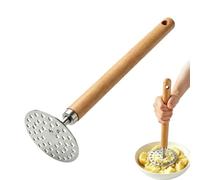 Potato Masher | Stainless Steel Non-Slip Manual With Wooden Handle | Metal