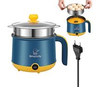 Pote caliente eléctrico con vapor, olla caliente eléctrica 1.8 L, mini multicocina antiadherente, olla de ramen rápida, olla antiadherente portátil para el hogar, oficina, dormitorio
