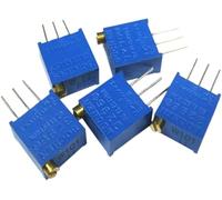 Potencia eléctrica. Kit de potenciómetros de ajuste multivuelta rotativos de 3296 W, 10 ohmios a 2 MOhm, color azul, paquete de 5(10 Ohm)