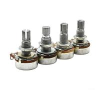 Potenciómetro de bajo de 500 K con eje dividido, perilla de volumen de retención de frecuencia para instrumentos eléctricos, cuerpo de metal plateado de 18 mm, 4 piezas (B250k)