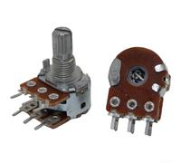 Potenciómetro de película de carbono de una sola unidad doble B10K B50K B100K Control de volumen de 3/6 pines con eje de metal para equipos de audio y guitarra (6 pines B10K)