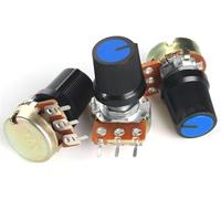 Potenciómetro lineal WH148 de 15 mm, resistencia ajustable, kit de 5 potenciómetros de 3 pines, 1K, 2K, 5K, 10K, 20K, 50K, 100K, 250K, 1M con tapa de perilla AG3 azul.(50K Ohm)