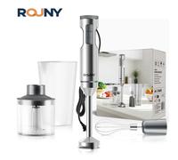 Batidora de Inmersión Manual Potente 4 en 1, Batidora de Alimentos con Varilla de Acero Inoxidable, Vaso Mezclador de 700 ml, Procesador de 500 ml, Batidor, 220-240 V Light gray
