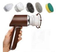 Potente cepillo eléctrico de 350 RPM con diseño inalámbrico con 5 cabezales intercambiables para tareas de limpieza del hogar en accesorios de baño de lechada de azulejos y más