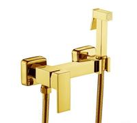 Potente kit de pulverizador de bidé, flujo de agua ajustable, manguera de acero inoxidable (dorado)