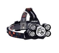 Potente linterna frontal 5x LED Cree XM-L T6 con 5 modos de luz, resistente al agua IPX5, correa ajustable, carcasa de aluminio aeronáutico, batería + cargador de red y coche incluido