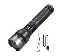 Potente linterna recargable, 1.5 x 6.6 pulgadas, brillo máximo, portátil, luz brillante de mano para pesca al aire libre, hogar, camping, senderismo, noche de crisis, fácil de usar, color negro