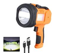 Potente linterna recargable, 1000.000 lúmenes, foco de mano de caza, portátil, superbrillante, linterna de trabajo impermeable para camping, vela, emergencia al aire libre, caza