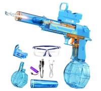 Potente Pistola De Agua Eléctrica,Pistola de Agua Eléctrica con luz LED,para Niño Adulto,Juguete para Piscina, Verano y Fiestas en La Playa (Sandhawk-Azul)