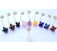 Potente siete Merkaba Star Pendulums cristal curación Reiki Hombres Mujeres Regalo Bienestar energía psíquica Balancer para el chakra radiestesia energía positiva protectora metafísica Feng Shui Gemstone fuerza salud riqueza éxito