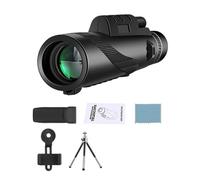 Potente Telescopio Monocular Mejorado De 80X100 con Trípode De Metal, Lente con Zoom De Largo Alcance For Acampar Y Observar Aves(Black with Tripod)