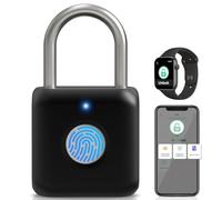 Pothunder - Cerradura Candado Inteligente con Huella Dactilar de Metal Biométrico sin Llave, Impermeable, Recargable por USB, para Armario Escolar, Equipaje, Mochila, Maleta (Negro)