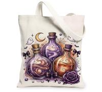Potion Bottles - Bolsa de lona con diseño de fantasmas góticos, rosa, Halloween, violeta, 13 x 15 pulgadas, Púrpura, 13x15 Inch