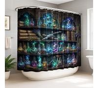 Potion - Cortina de ducha extra ancha, con espada gótica mística, para Halloween, color azul, poliéster, impermeable, con patas de garra, para decoración de habitación de invitados, 108 x 72 pulgadas