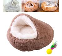 POTKFMN Lapcatz Nest Bed, Cat Nest Bed, Hooded Cat Bed, Small Dog Nest Bed, Warm Soft Calming Dog Cat Nest Puppy Bed with Cozy Sponge Non-Slip Bottom For Small Pets (Coffee,40cm)
