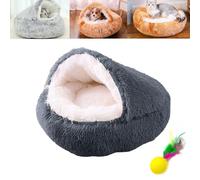 POTKFMN Lapcatz Nest Bed, Cat Nest Bed, Hooded Cat Bed, Small Dog Nest Bed, Warm Soft Calming Dog Cat Nest Puppy Bed with Cozy Sponge Non-Slip Bottom For Small Pets (Dark Gray,40cm)