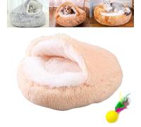 POTKFMN Lapcatz Nest Bed, Cat Nest Bed, Hooded Cat Bed, Small Dog Nest Bed, Warm Soft Calming Dog Cat Nest Puppy Bed with Cozy Sponge Non-Slip Bottom For Small Pets (Beige,80cm)