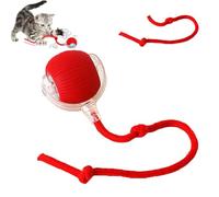 POTKFMN Rollie Pet Toy, Interactive Cat Toy Ball, Upgrade 360 Automatic Rotating Roller Ball for Indoor Cats, Smart Pet Toy Rechargeable, Active Rolling Ball with String for Cats and Dog (Red,Button)