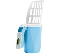 Potrenación de casas de arena para gatos, cucharada de arena para gatos con soporte y recipiente de bolsas, 3 en 1 CAJA DE PARTE DE GATO 11.8X6.7 pulgadas Bin de arena para gato para accesorios para
