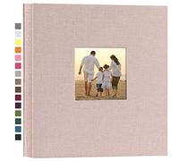 potricher Álbum de fotos de lino de tapa dura de 4 x 6 pulgadas, 600 fotos, gran capacidad, para bodas, aniversarios, bebés, vacaciones (beige, 600 bolsillos)