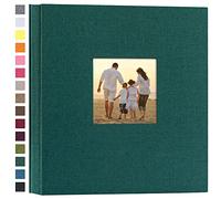 potricher Álbum de fotos de tapa dura de lino, 600 fotos de 10 x 15 cm, gran capacidad, para familia, bodas, aniversarios, bebés, vacaciones (verde oscuro, 600 bolsillos)