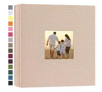 potricher Álbum de fotos pequeño, 200 fotos de 10 x 15 cm, portada de lino, libro de fotos para familia, boda, aniversario, bebé, vacaciones (beis, 200 bolsillos)