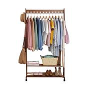 Potro Para Ropa Perchero de madera vintage resistente, estante independiente for el hogar, dormitorio, pasillo, entrada, barra colgante de bambú, almacenamiento de zapatos