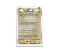 Pottery Studio Rules Poster Set of Golden Guidelines for Successful Clay Work and Glazing Educational Wall Chart for Art School Decor(Framed,16x24inch(40x60cm))