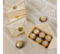 POTTIIS 20 cajas de dulces para galletas, regalos románticos de boda, bonita caja de chocolate para suministros de boda, novia, fiesta de cumpleaños, color dorado champán