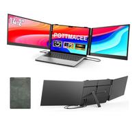 POTTMACEE Extensor de pantalla triple para laptop de 14.2 pulgadas, monitor portátil FHD IPS ultrafino para laptop de 13 a 17.3 pulgadas, triple pantalla ultraligera, Plug & Play con USB-C/HDMI
