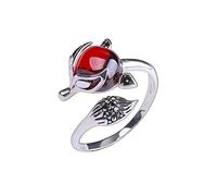 POTUBI Anillo abierto de zorro en plata de ley 925 con gemas preciosas y exquisitas, joyería encantadora, regalos for mujeres y niñas.(Garnet red)