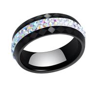 POTUBI Anillo de cerámica de lujo de 8 mm de ancho for bodas de mujeres modernas. Anillos de cerámica for bodas. Anillos for mujeres.(Ab Black,7)