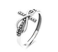 POTUBI Anillo de cruz ajustable de plata esterlina, regalo de joyería religiosa for ella, estilo punk retro popular.