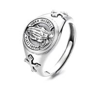 POTUBI Anillo de manos en oración de plata de ley 925, moderno anillo cruzado for hombre y mujer, joya for el dedo índice, regalo for amantes de la joyería de plata.