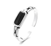 POTUBI Anillo de plata de ley con abertura en blanco y negro for el dedo índice, anillos de plata de ley de moda for mujeres y hombres, joyas de aniversario, regalos