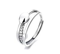 POTUBI Anillo de plata de ley de doble capa for mujer y hombre, anillo retro de plata de ley, anillo for el dedo índice, anillo de aniversario, joyería, regalo.