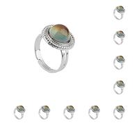 POTUBI Anillos de humor de color cambiable, ajustables, de moda, lindos accesorios for los dedos, termocrómicos, múltiples formas, regalo de cumpleaños for hombres y niños, ojo(Straw Hat 10set)