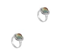 POTUBI Anillos de humor de color cambiable, ajustables, de moda, lindos accesorios for los dedos, termocrómicos, múltiples formas, regalo de cumpleaños for hombres y niños, ojo(Straw Hat 2set)
