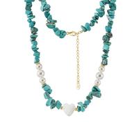 POTUBI Collar con Colgante de corazón de Amor de 14 Quilates for Mujer, joyería Turquesa, Collar Turquesa, Collar Bohemio de Playa for Verano, joyería llamativa, Regalo.