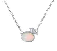 POTUBI Collar de ópalo Chapado en Oro de 14 Quilates for Mujer, joyería de Oro Blanco for Mujer, Delicado Collar de Oro, joyería Antigua Vintage for Mujeres con Clase, cumpleaños.(B)