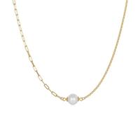 POTUBI Collares de Perlas Naturales de Agua Dulce for Mujer, chapados en Oro de 14 Quilates y Plata de Ley 925, for Bodas, cumpleaños, Verano y Playa.