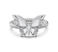 POTUBI Conjunto de Collar, Anillos y Pendientes de Mariposa con circonitas cúbicas Brillantes for Mujer, cumpleaños, San Valentín, Día de la Madre y Navidad.(Rings#6)
