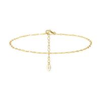 POTUBI Delicada Pulsera de Tobillo for Mujer, chapada en Oro de 14 Quilates, con Cadena de eslabones for Labios, Bonita Joya de la Suerte for el pie, Sencilla joyería de Playa for Mujer.(Gold)