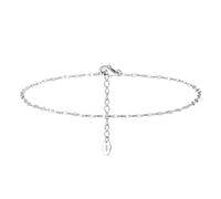 POTUBI Delicada Pulsera de Tobillo for Mujer, chapada en Oro de 14 Quilates, con Cadena de eslabones for Labios, Bonita Joya de la Suerte for el pie, Sencilla joyería de Playa for Mujer.(Platinum)