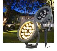 POTUBI Foco for árbol de haz LED - Luz inundación redonda for exteriores, CA 220 V IP65 Lámpara triple impermeable a prueba agua, Patio jardín Césped ecológico(Warm White,A 36W)