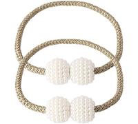 POTUBI Paquete de 2 alzapaños magnéticos for Cortinas 48 cm, con Perlas Artificiales, Decorativos, Color Crudo