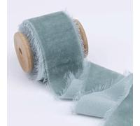 POTUBI Rollo de Cinta Terciopelo, Seda con Carrete Madera, Envoltura Hecha a Mano, Color café, 4 cm x 1, m (Rosa)(Light Blue)