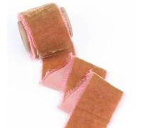 POTUBI Rollo de Cinta Terciopelo, Seda con Carrete Madera, Envoltura Hecha a Mano, Color café, 4 cm x 1, m (Rosa)(Coral)